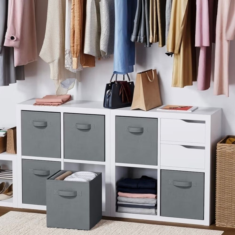 🔸️Gray Canvas Dual Handle Collapsible Storage Bin Set of 4